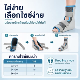 พร้อมส่ง เฝือกอ่อน พยุงข้อเท้า เฝือกข้อเท้า อุปกรณ์พยุงข้อเท้า ที่รัดข้อเท้า - Ankle Support Walking Boot ปรับได้
