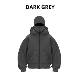 HOODIE BALACLAVA ZIPPER-Ninja Zip Hoodie with 2 Balaclava Face Covers Unisex Hoodie