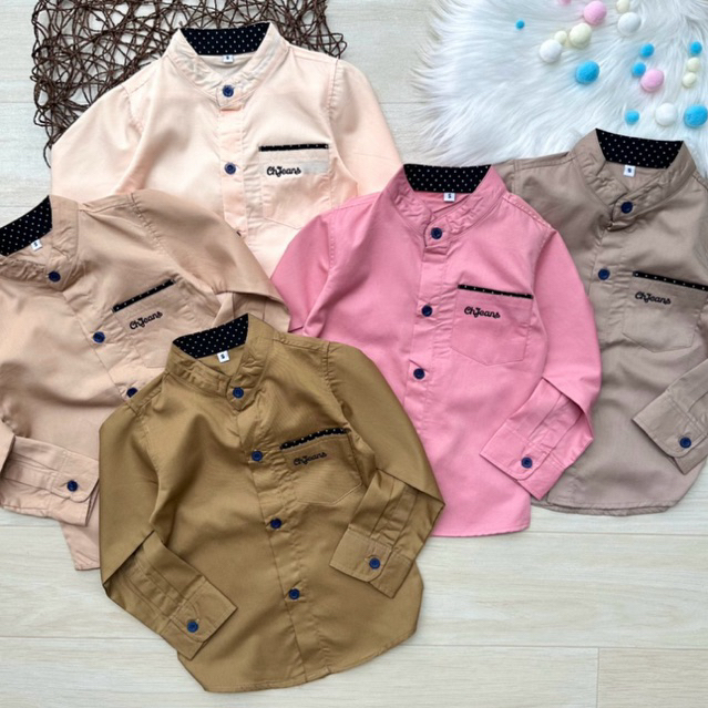 เสื้อเชิ้ตเด็กแขนยาว คอจีน พร้อมส่ง