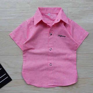 เสื้อเชิ้ตเด็กแขนสั้น คอปกสีพื้น พร้อมส่ง