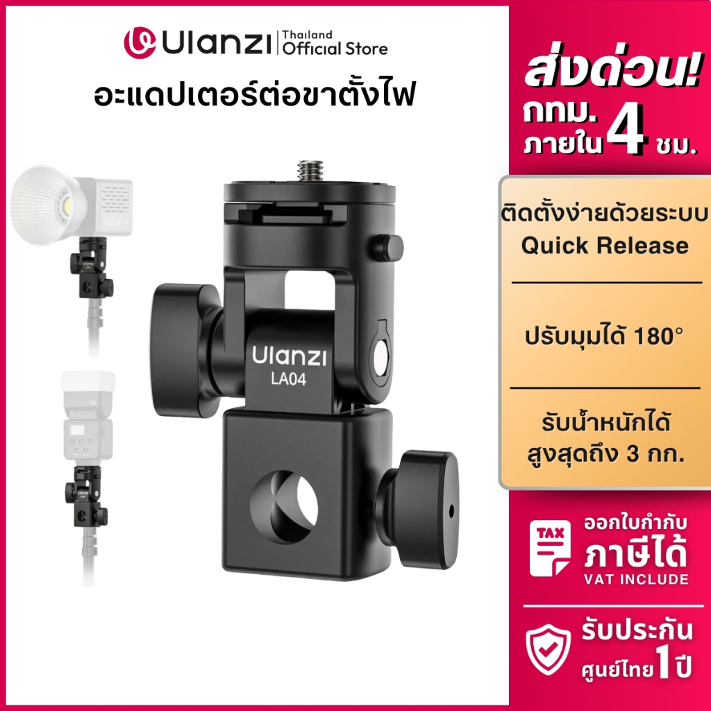 Ulanzi LA04 Light Stand Adapter อะแดปเตอร์ ต่อขาตั้งไฟ ไฟสตูดิโอ กล้อง DSLR Mirrorless แฟลช