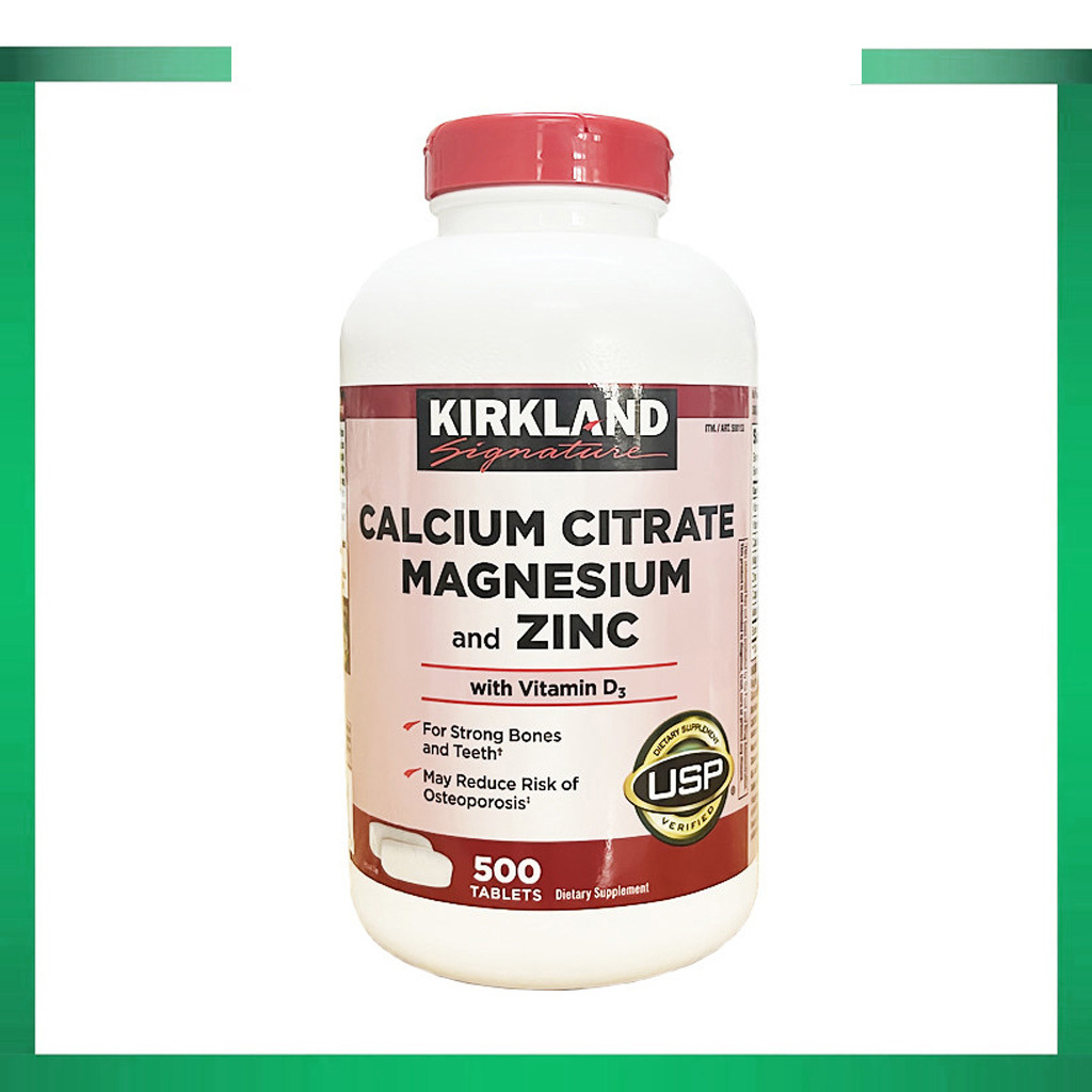 (Exp.03/2028)Kirkland Signature Calcium Citrate Magnesium and Zinc With Vitamin D3 500 เม็ด