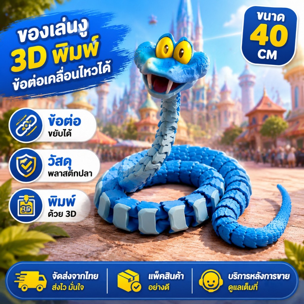 ส่งจากไทย💥Zootopia 2 Gary DeSnake 3Dพิมพ์ของเล่นข้อต่อที่สามารถเคลื่อนย้ายได้Movable Joints รุ่น40ซม