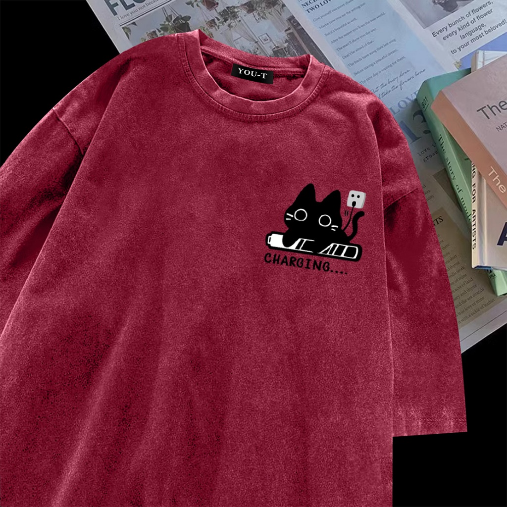 Top.street เสื้อยืด oversize "CHRBAINB" tshirt cotton100% แฟชั่น แนวสตรีท สไตล์เกาหลี เสื้อฟอกดำวินเทจ 3XL