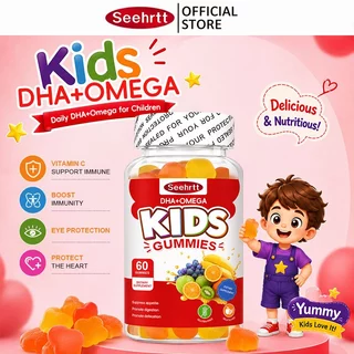Seehrtt DHA+โอเมก้าี3กัมมี วิตามินเด็ก วิตามินรวม อาหารเสริม บํารุงสมองDHA&Omega3 Gummy Kid's Vitamin Supplement 100PCS
