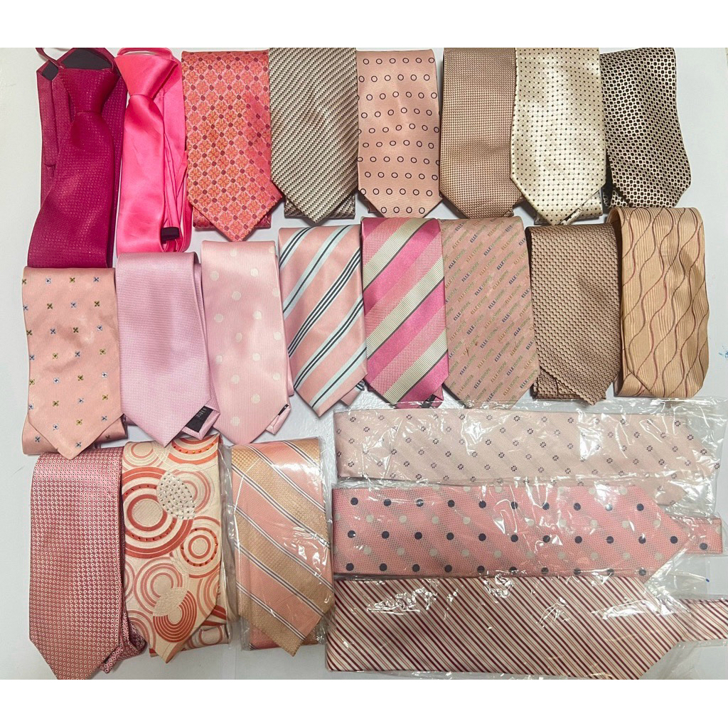 Set 15💖Pink Tie เนคไทสีชมพูแบบผูกนำเข้าญี่ปุ่นคัดเกรด