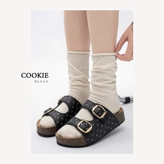 COOKIE✨รองเท้าไบเก้นส้นหนา 1.5 นิ้ว หนังลายจุด น่ารักมากๆ แบรนด์ไทย Firstfeb