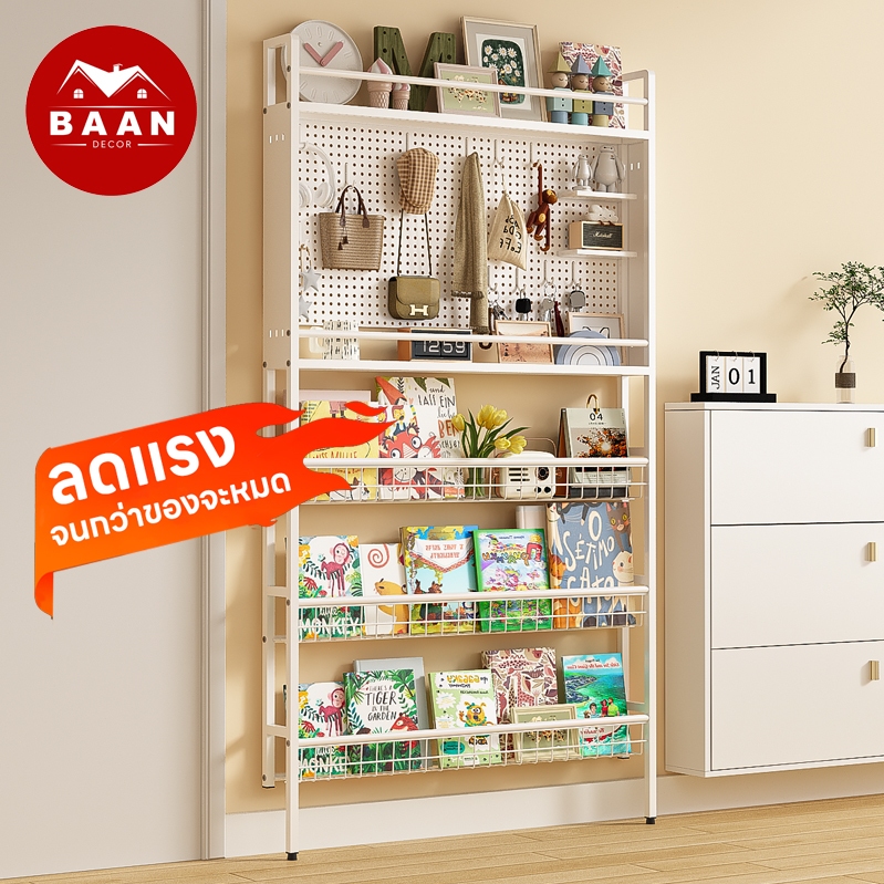 Baan【เหล็ก】ชั้นวางหนังสือเด็ก ชั้นวางหนังสือด้านหลังประตู ห้องนอน ห้องครัว อเนกประสงค์ ประหยัดพื้นที