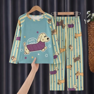 ชุดนอนเด็กแขนยาวพิมพ์ลายน่ารัก SIZE110CM-150CM นื้อผ้านุ่มใส่สบาย PP101-PP110 ใหม่