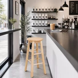 PJ wood เก้าอี้บาร์ 29 นิ้ว เคาน์เตอร์บาร์ ร้านกาแฟ มินิมอล 29" High Bar Stool
