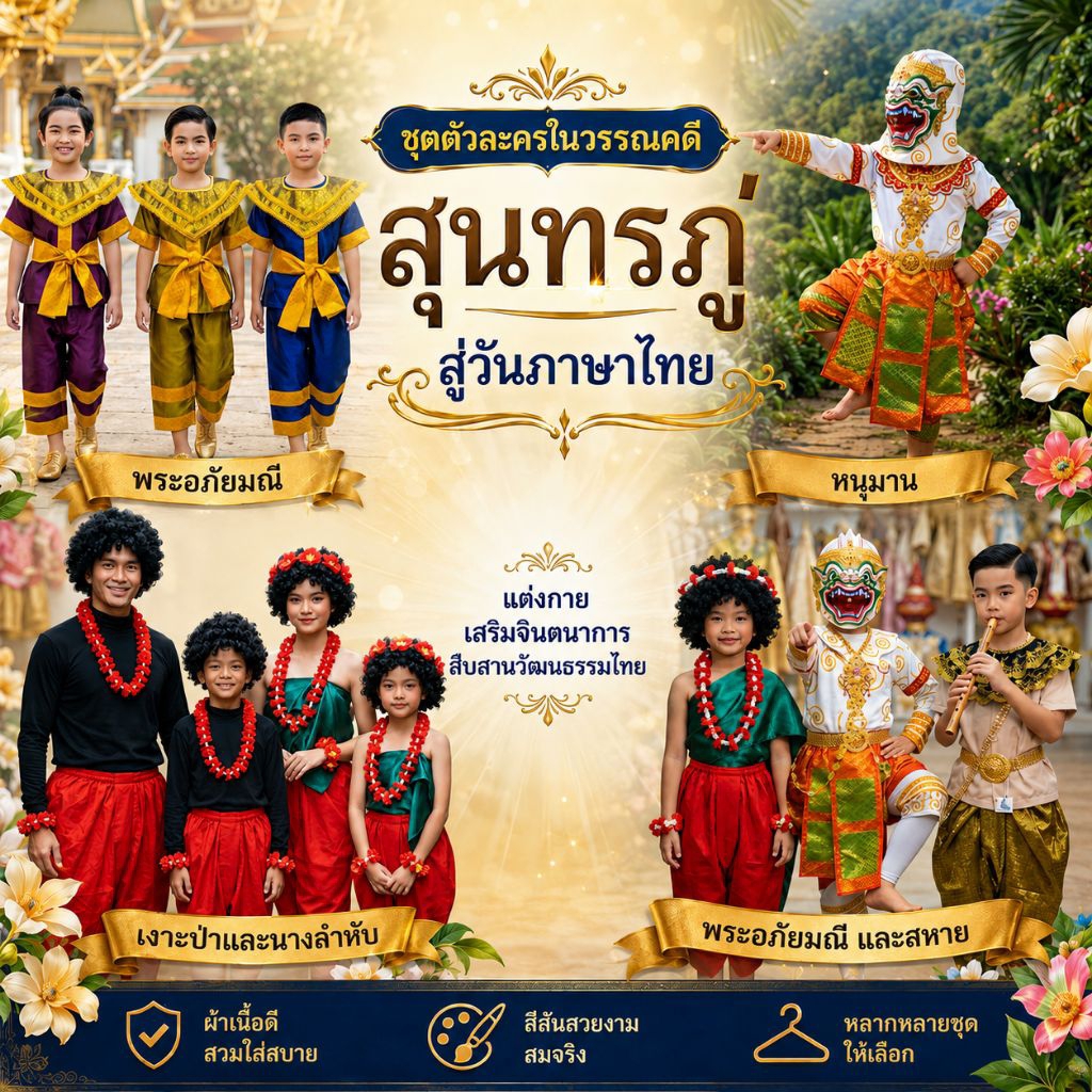ชุดตัวละครในวรรณคดีพระอภัยมณี ชุดหนุมาน ชุดฤาษี  ชุดเงาะป่า ชุดนางลำหับ ชุดนางเงือก
