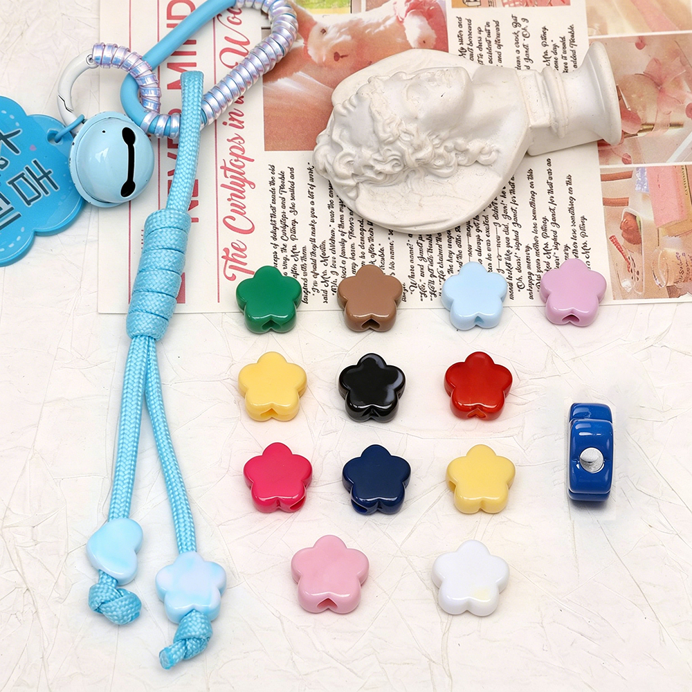 จี้ลูกปัดอะคริลิค ลายดอกไม้ ลูกปัดอะคริลิคดอกไม้ เครื่องประดับ DIY สร้อยคอและอุปกรณ์เสริม（10 ชิ้น/แพ็ค）