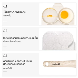 Simplus กระทะอาหารเช้า 21 ซม. 3in1 แบ่งช่อง อเนกประสงค์ ไม่ติด สำหรับเบอร์เกอร์ ไข่ดาว สเต๊ก GUOJ028
