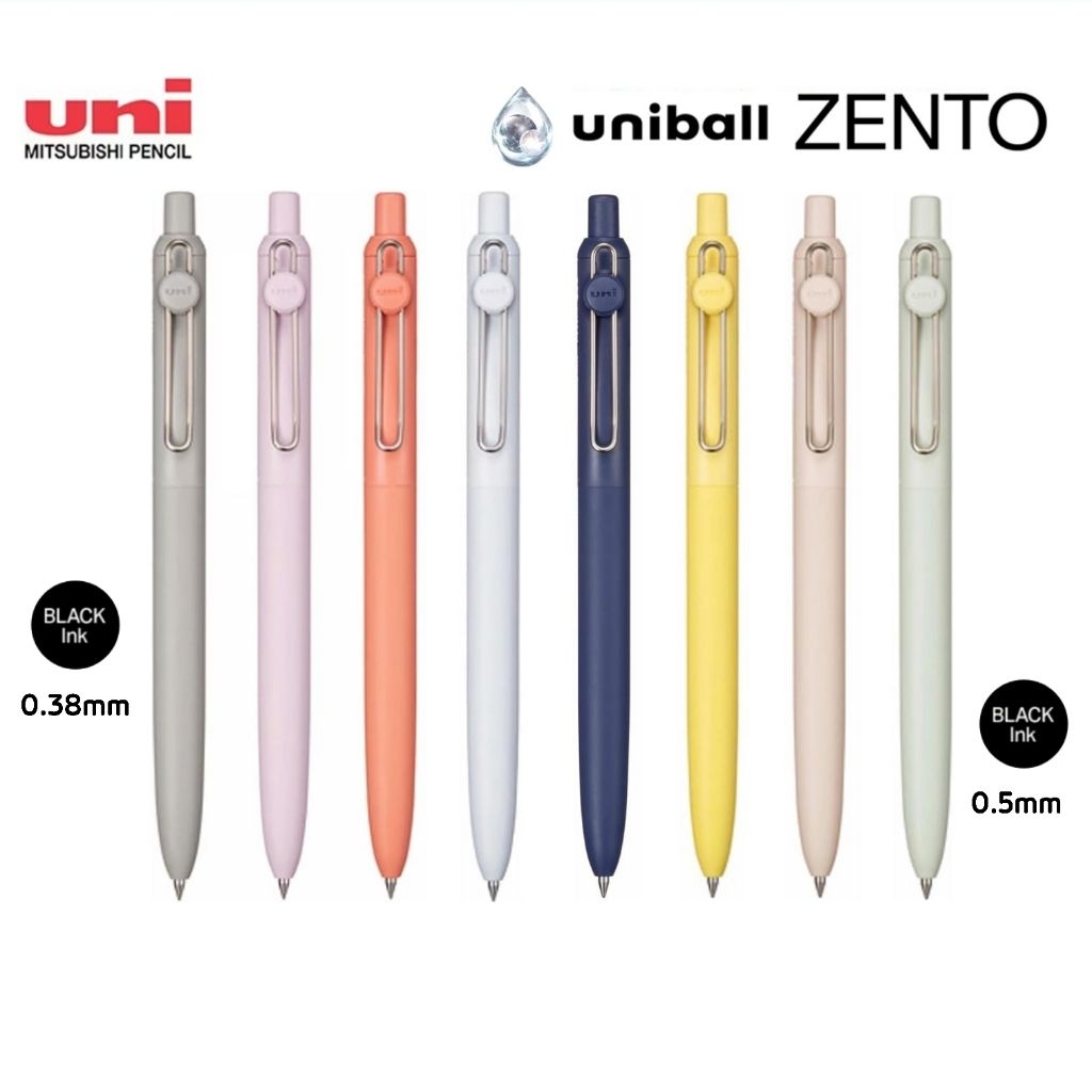 Uni-ball ปากกาเจล ZENTO รุ่น UBN-ZSC ขนาด 0.38มม., 0.5มม. หมึกสีดำ น้ำหมึกรุ่นใหม่ล่าสุด!! แห้งไว กันน้ำ (ราคา 1 ด้าม)
