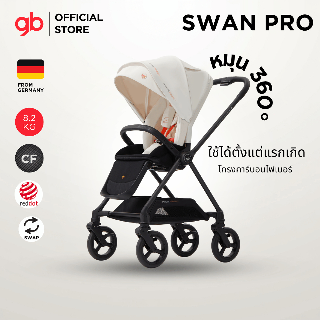 GB รถเข็นเด็ก SWAN PRO - สี WHITE
