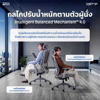 Lunio Ergo เก้าอี้ทำงาน เทคโนโลยีกลไกอัจฉริยะ ปรับแรงต้านตามน้ำหนักตัวผู้นั่ง นั่งสบาย รุ่น Apollo Smart X2 สีเทา