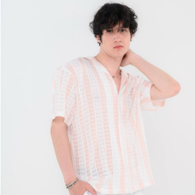 VINCO STYLE 2025 ผ้าถักลายทางซีทรูเบาบาง ใส่สบายระบายอากาศสุดๆ โทนสีพาสเทลฟ้า-ชมพู สไตล์เกาหลี