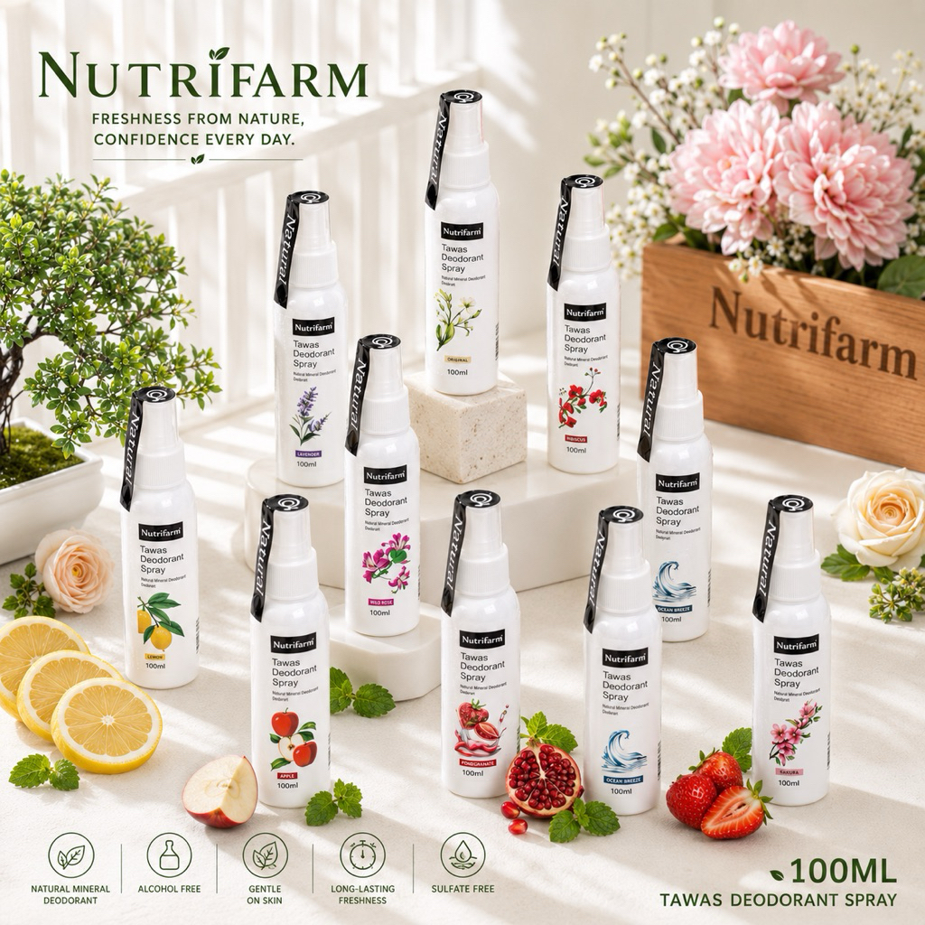 Nutrifarm Spray 100 ml. สเปรย์สารส้ม กลิ่นผลไม้ ระงับกลิ่นกาย ดับกลิ่นเต่าได้ดี อ่อนโยน ผลิตจากธรรมชาติ 100%
