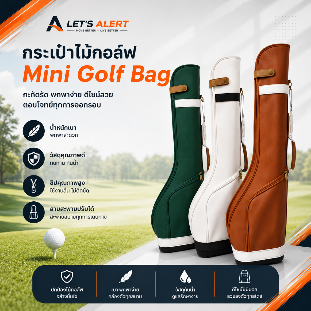 [ร้านไทย พร้อมส่ง] ถุงกอล์ฟ มินิ Mini Golf Bag น้ำหนักเบา วัสดุหนังกันน้ำอย่างดี ดีไซน์มินิมอล