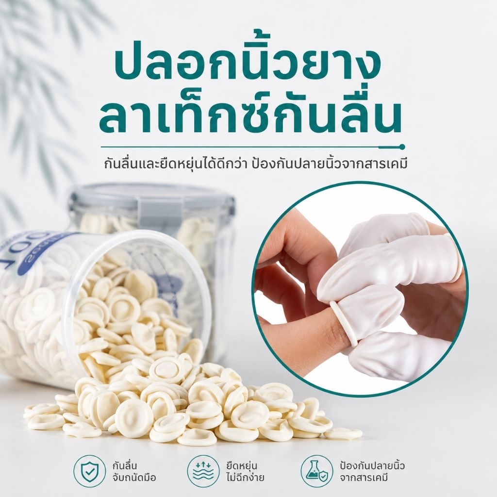 ปลอกนิ้วยาง 100 ชิ้น Latex Finger Cots กันสารเคมี ยืดหยุ่น สำหรับงานเล็บ