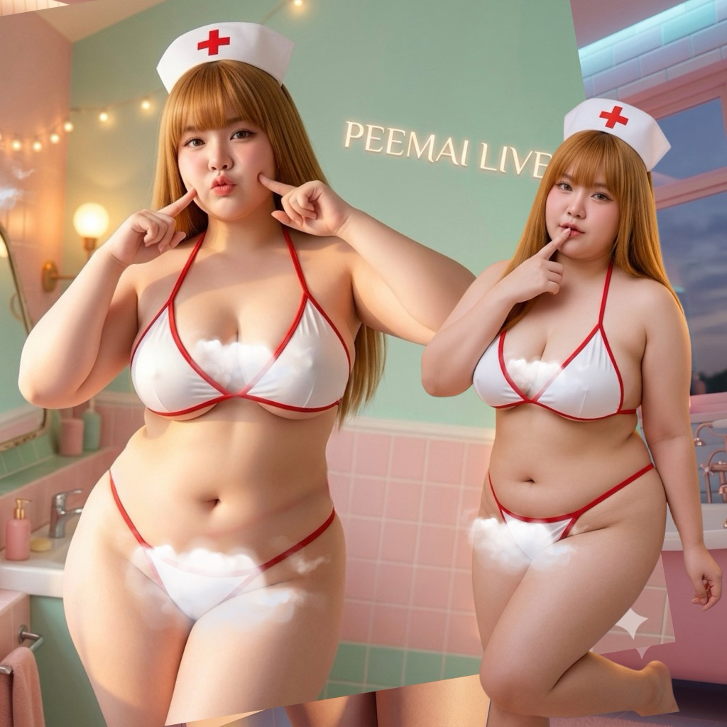 P-034 ชุดชั้นในคอสเพลย์พยาบาลสาวอวบ(XL-3XL)พร้อมหมวกพยาบาล