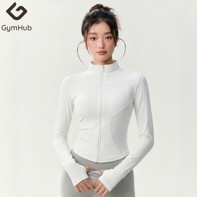 GymHub เสื้อคลุมโยคะแขนยาวซิปหน้า บางเบา สำหรับออกกำลังกายกลางแจ้งและพิลาทิส