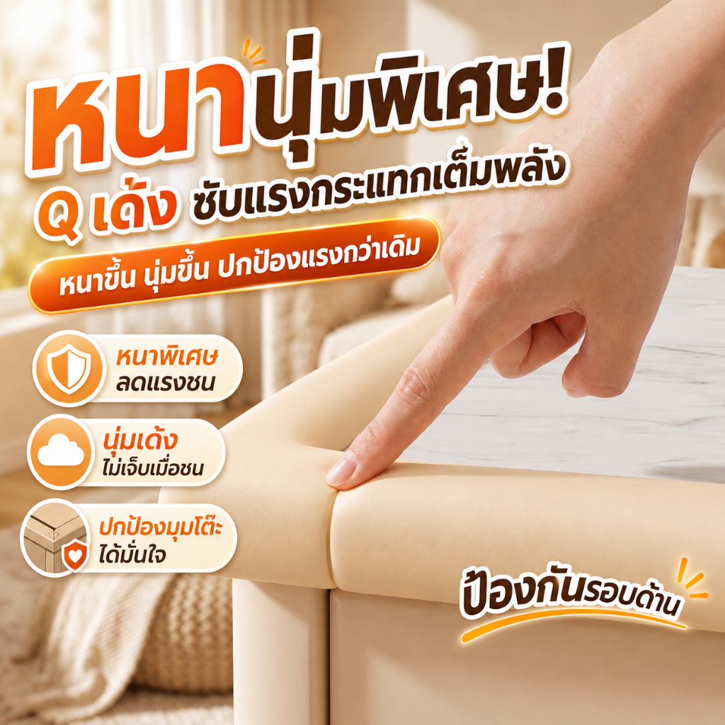 โฟมกันกระแทก L-Shape หนาพิเศษ ปกป้องลูกน้อยทุกมุมบ้าน! ยางกันกระแทก นุ่ม หนา ยืดหยุ่นสูง ดูดซับแรงกระแทก ปลอดภัยทุกการใช