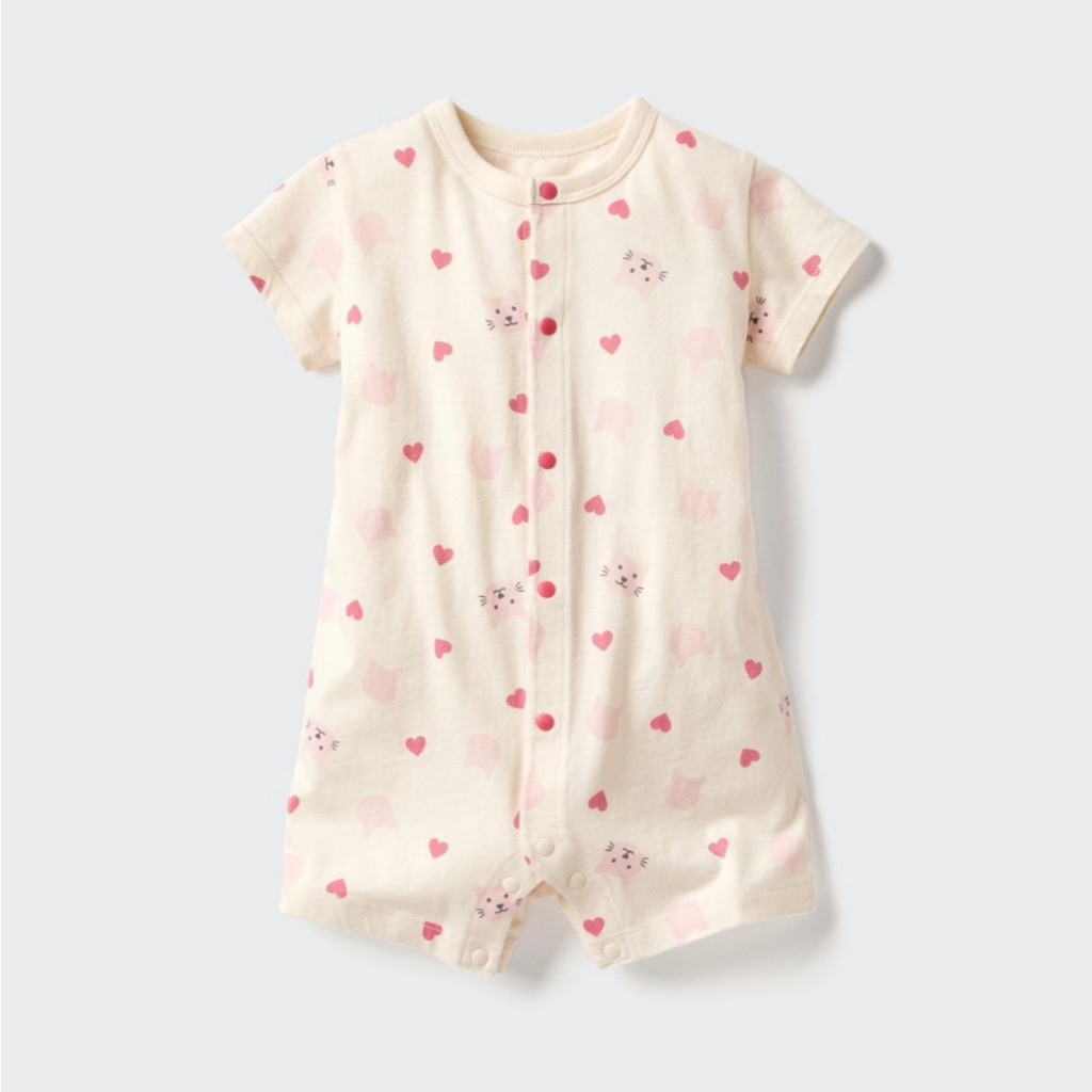 Uniqlo ชุดทารก แขนสั้น สีขาว / สีครีมแมว ไซด์ 60-90 ของใหม่ แท้ พร้อมส่ง