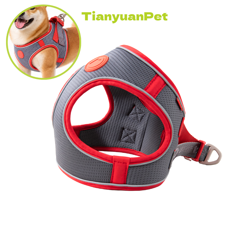 สายรัดอกสุนัข Dog Harness สายจูงสัตว์เลี้ยง กันดึง ไม่เจ็บคอ วัสดุไนลอน แข็งแรง ปรับได้ 3 ขนาด 1.2m