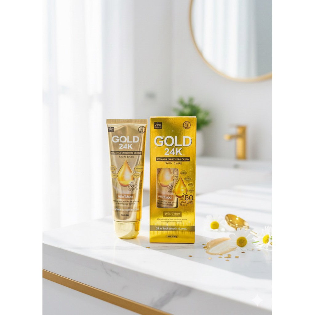 GOLD 24 K MELASMA SUNSCREEN CREAM SKIN CARE 80g. กันแดดสเนลโกล์ด 24เค