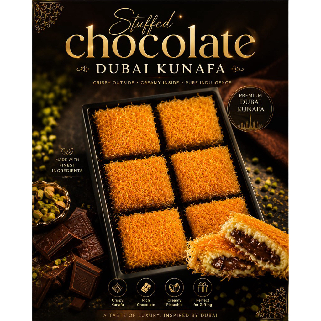 Stuffed chocolate dubai kunafa