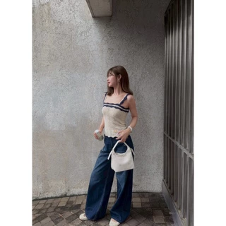BY IRA Cassie knit top เสื้อไหมพรมถัก ขอบระบายถักไหมพรมผ้าบาง