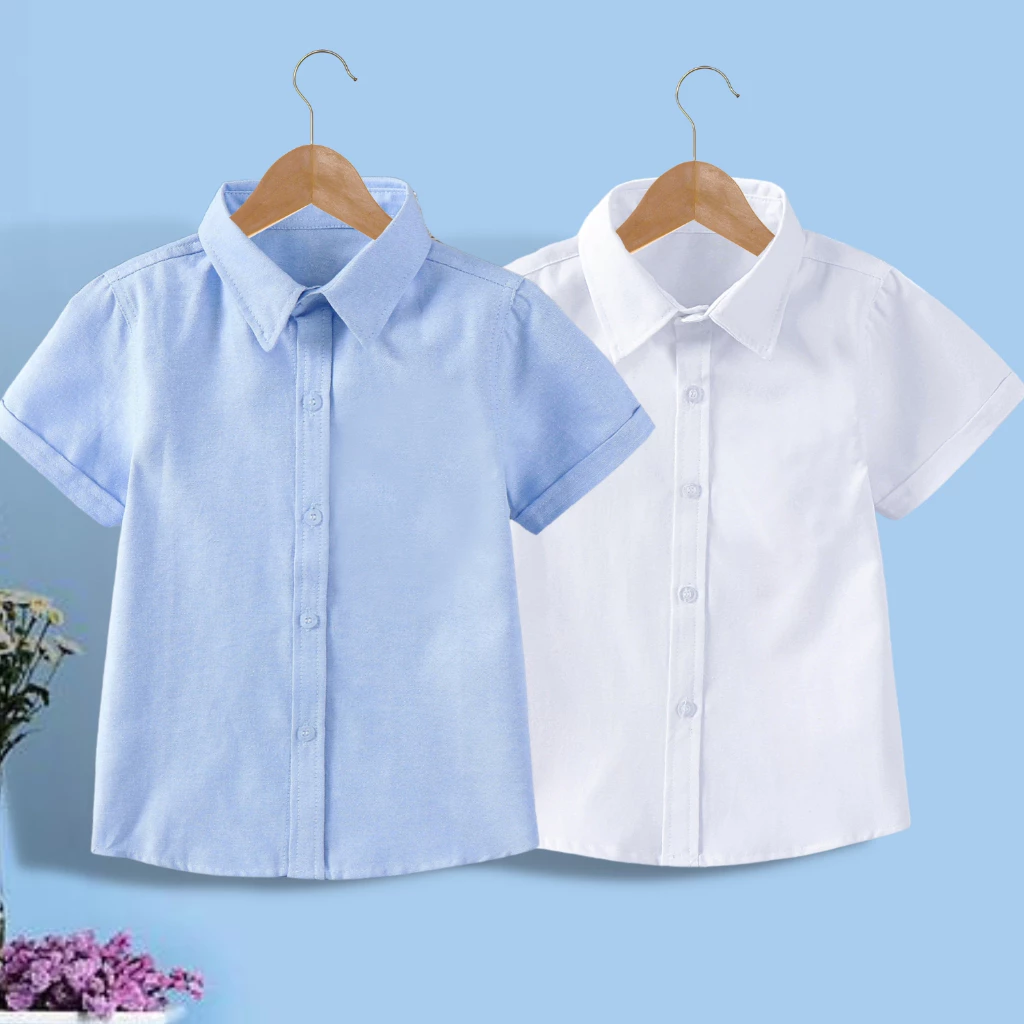 【ส่งจากไทย】เสื้อโปโลเด็กผู้ชาย สีพื้น ผ้าคอตตอนนุ่ม ระบายอากาศดี ดีไซน์เรียบง่าย แขนสั้นใส่สบาย เหมาะสำหรับฤดูร้อน พร้อม