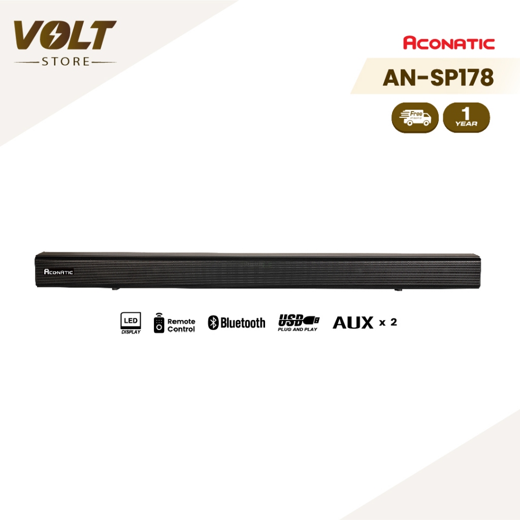ใหม่ Aconatic Sound Bar 2.0ch พลังเสียง 20W รองรับ Bluetooth 5.2 รุ่น AN-SP178 (รับประกัน 1 ปี)