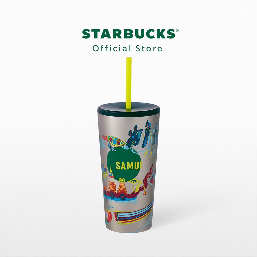 Starbucks Stainless Steel Samui Discovery Cold Cup 16oz. ทัมเบลอร์สตาร์บัคส์สแตนเลสสตีล ขนาด 16 ออนซ์ A11180269