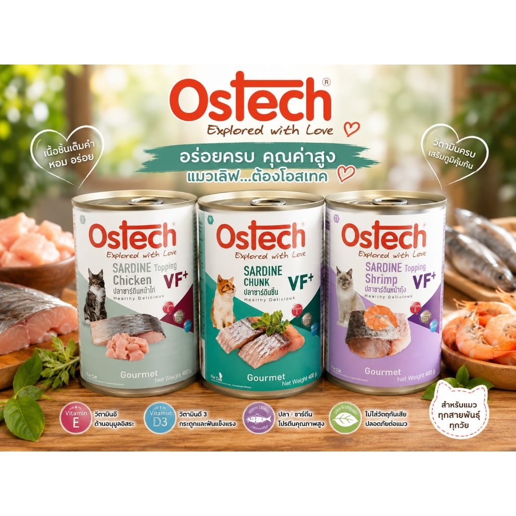 🐱 Ostech Gourmet VF+ อาหารแมวชนิดเปียก 400 กรัมอร่อยเต็มคำ