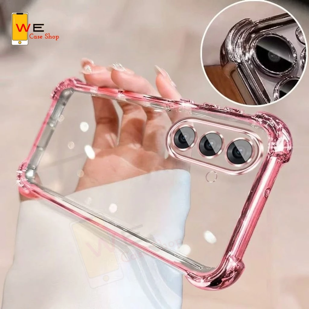 เคสโทรศัพท์หลังใสกันกระแทก หลังใสเงาขอบสี Case ใช้สำหรับรุ่น Samsung A35 A36 A37 A55 A54 A56 A57