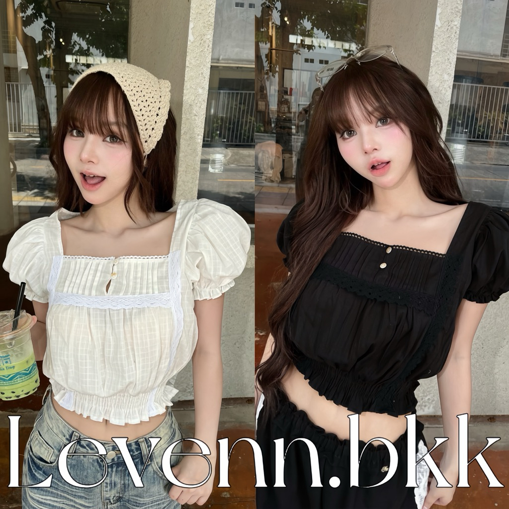 Levenn.bkk • Pudding Top เสื้อแต่งกระดุม ลูกไม้ ดีเทลน่ารัก ทรงสวยมาก