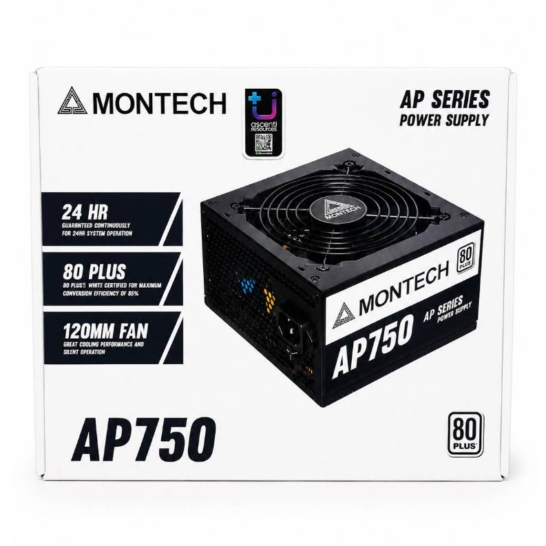 พาวเวอร์ซัพพลาย MONTECH AP750 750W 80 PLUS White (PSU)
