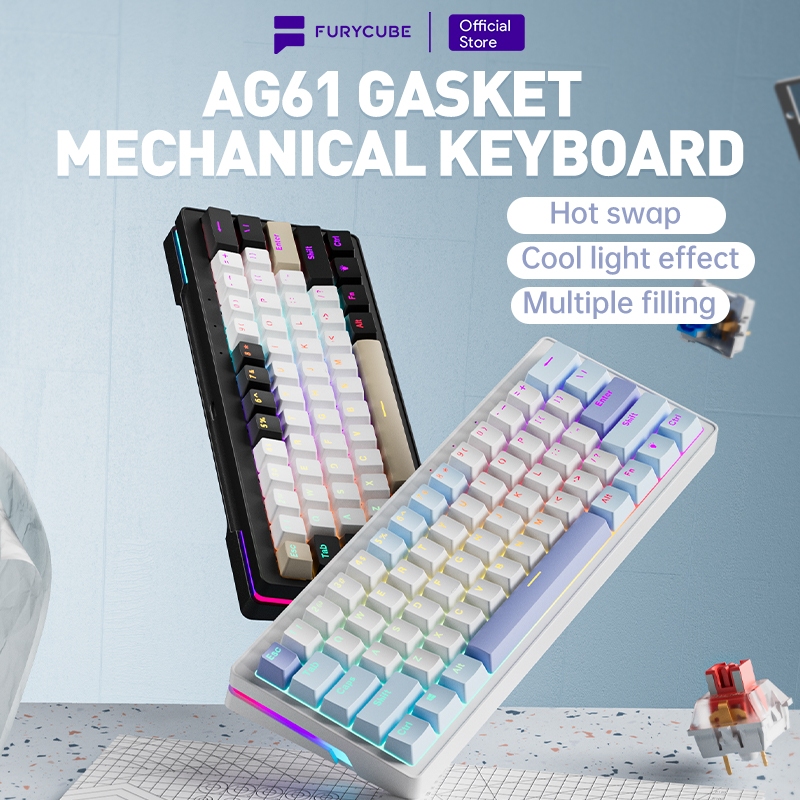 ZIFRIEND AG61 คีย์บอร์ดเกมมิ่งเชิงกล ระบบกาสเก็ต ขนาด 60% แบบเปลี่ยนสวิตช์ได้ (มีสาย) พิมพ์ภาษาไทย