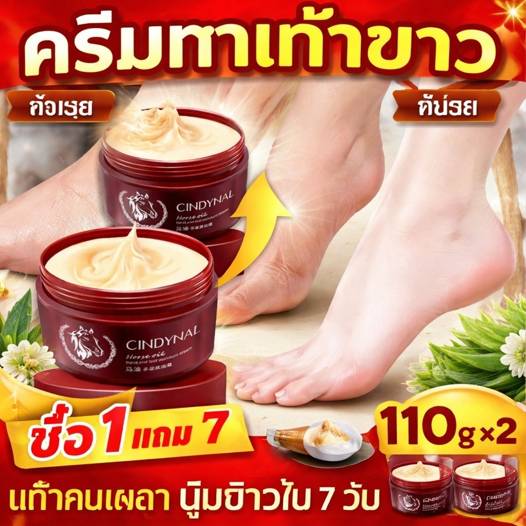 โปรโมชันซื้อ1แถม1 ครีมบำรุงเท้า120g×2 ซ่อมเท้าแตก ขัดผิวหยาบทั้งมือและเท้า