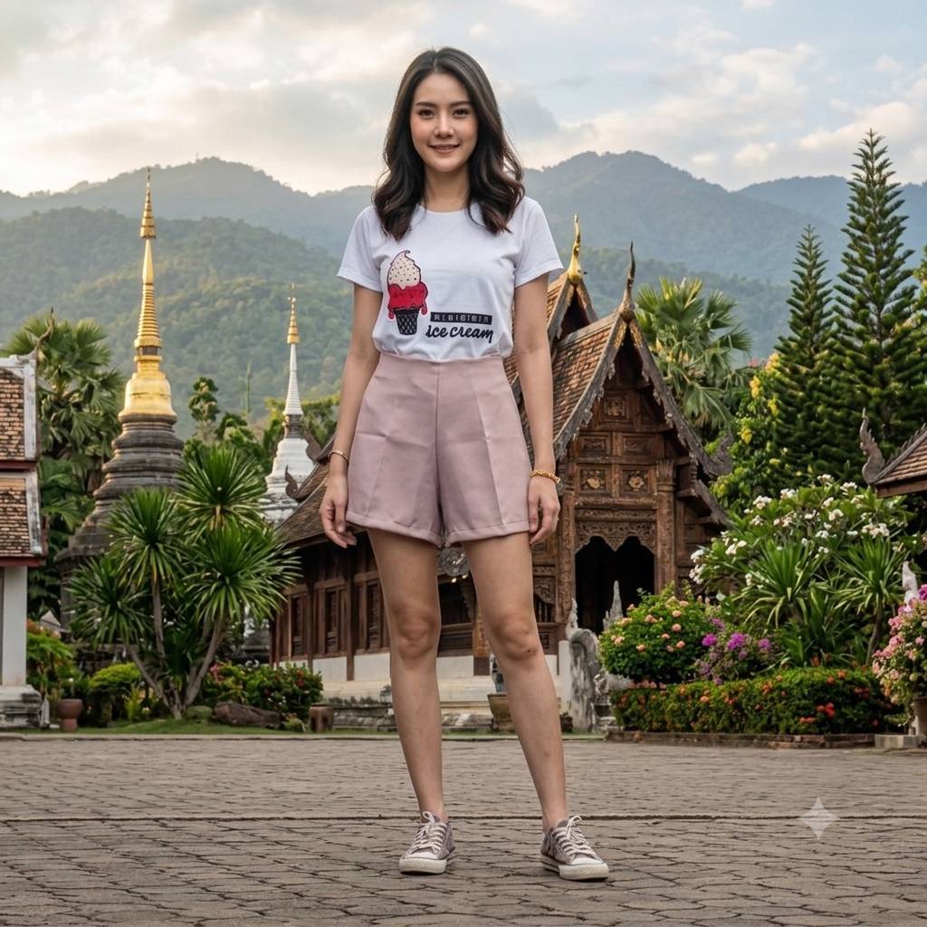 กางเกงขาสั้นผู้หญิงอวบ ขอบในตัวซิปข้าง (ผ้าฮานาโกะ-2XL-5XL)