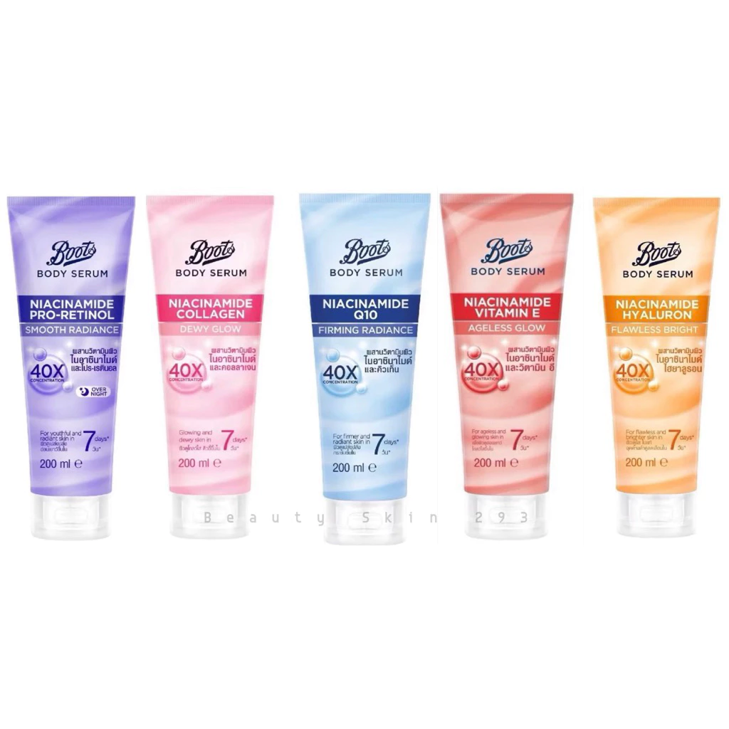 พร้อมส่ง Boots Niacinamide Pro-retinol bodylotion เพื่อผิวเปล่งปลั่ง อ่อนเยาว์ 200 ml