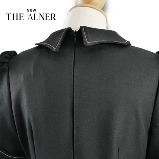 Theaner- JJ40 (เดรสคอปกแขนเจ้าหญิงแต่งกระเป๋าหน้า)