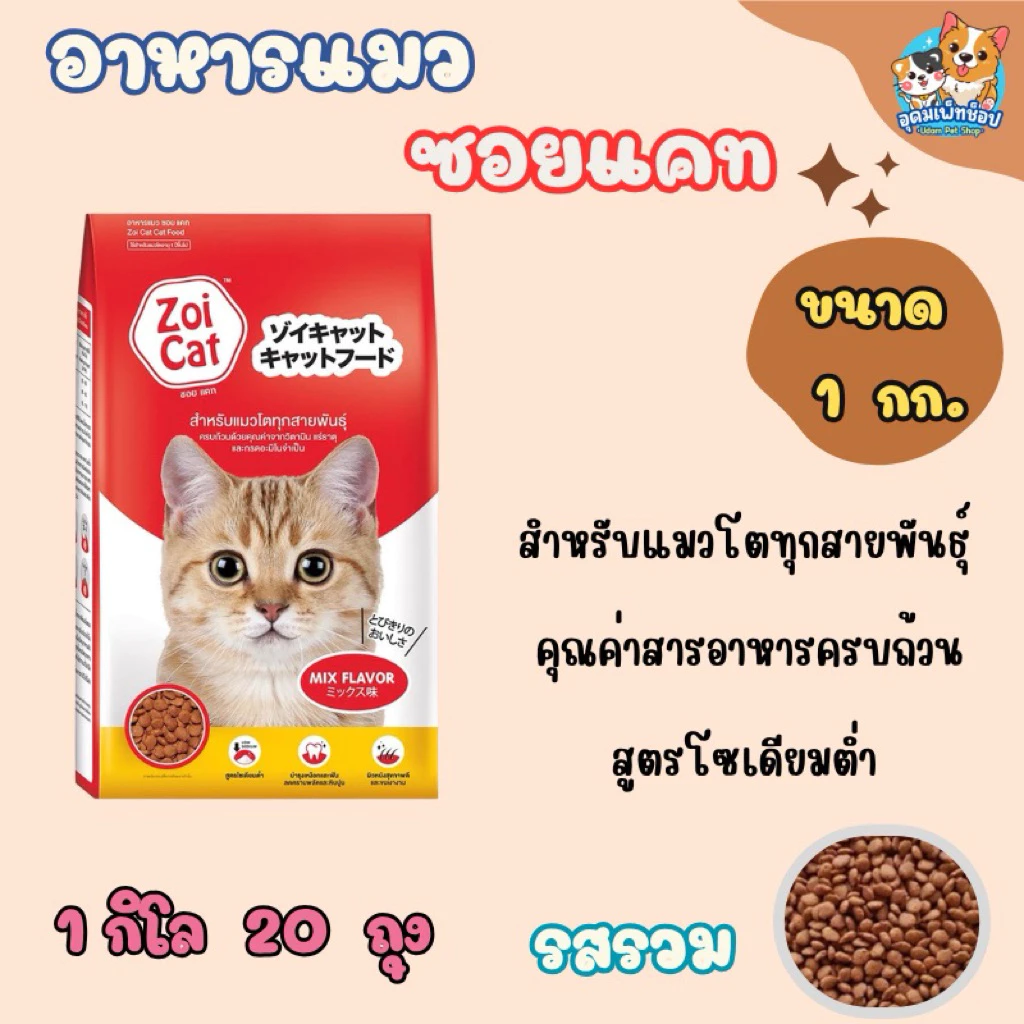 อาหารแมวซอยแคท zoicat ขนาด 1 กก. จำนวน 20 ถุง