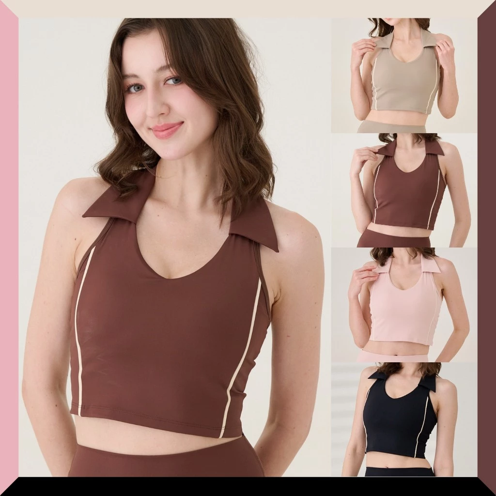 Darlyn - Grace Top Bra สปอร์ตบราคอปกผู้หญิง ทรงครอป ผ้ายืด ซัพพอร์ตดี ใส่ฟิตเนส โยคะ *มีพลัสไซส์*
