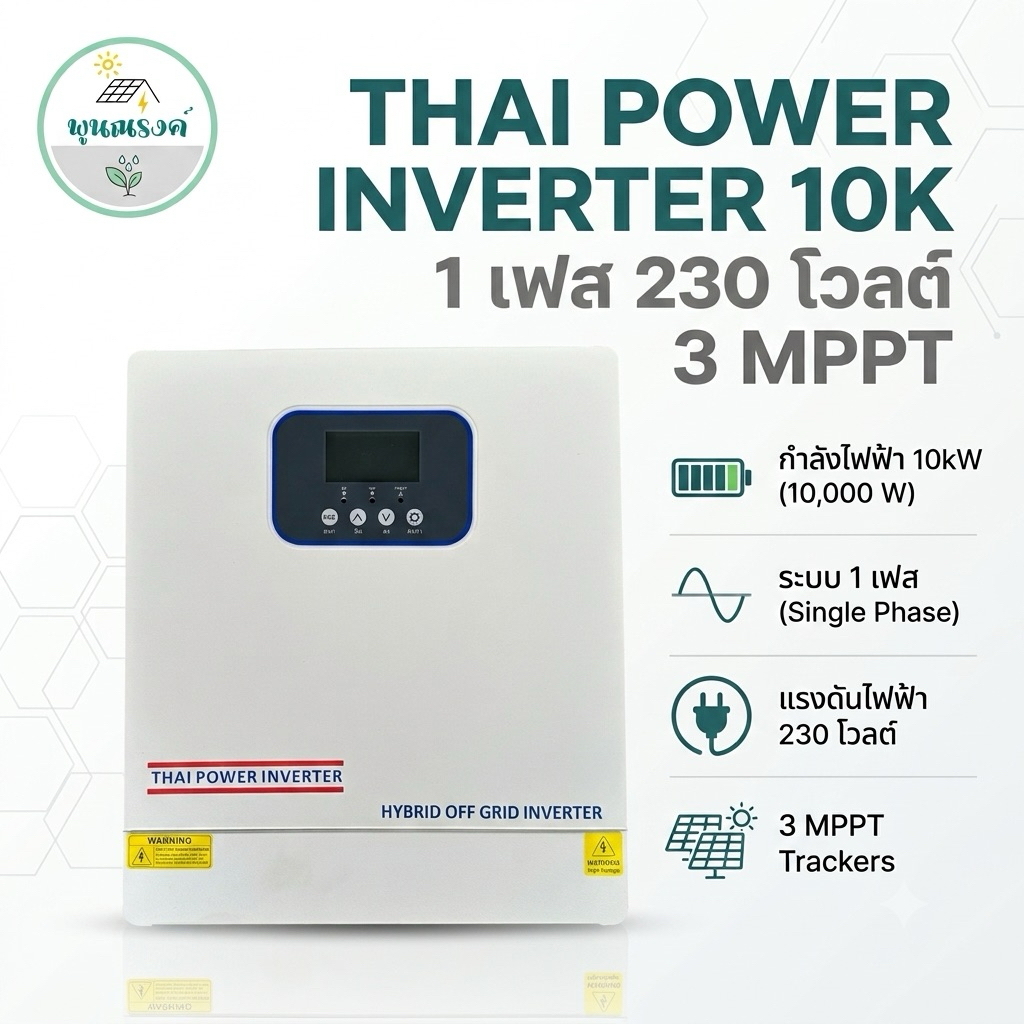 อินเวอร์เตอร์ Thai power inverter ขนาด10K 1P 230V 3MPPT by พูนณรงค์