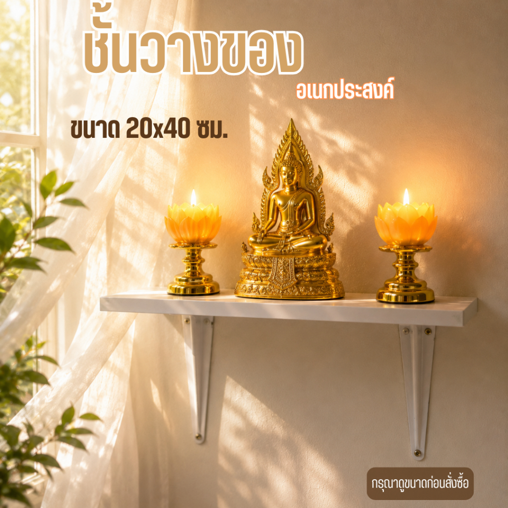 ชั้นวางของ อเนกประสงค์ ชั้นตกแต่งบ้าน วัสดุกันน้ำ (20x40ซม.พร้อมขายึด)