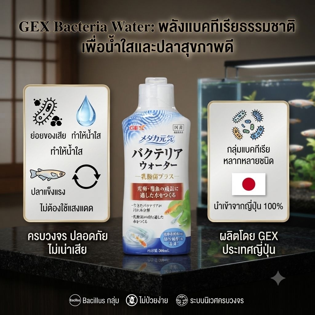 แบคทีเรียgex เลี้ยงปลาเมดากะจากญี่ปุ่น ขนาด300ml