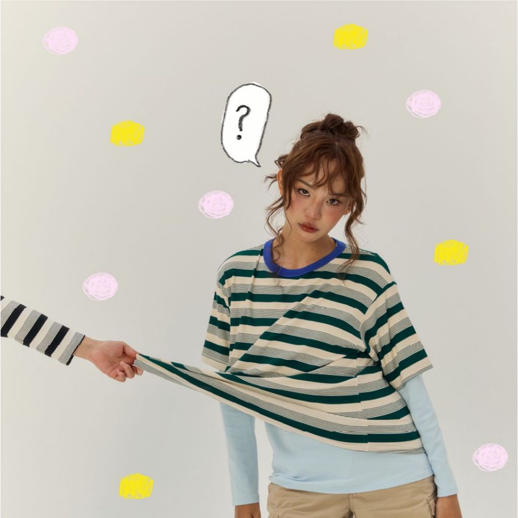 NOTABORINGTEE l TIM l LINE COLLECTION 📏 เสื้อลายทางแขนสั้น oversized
